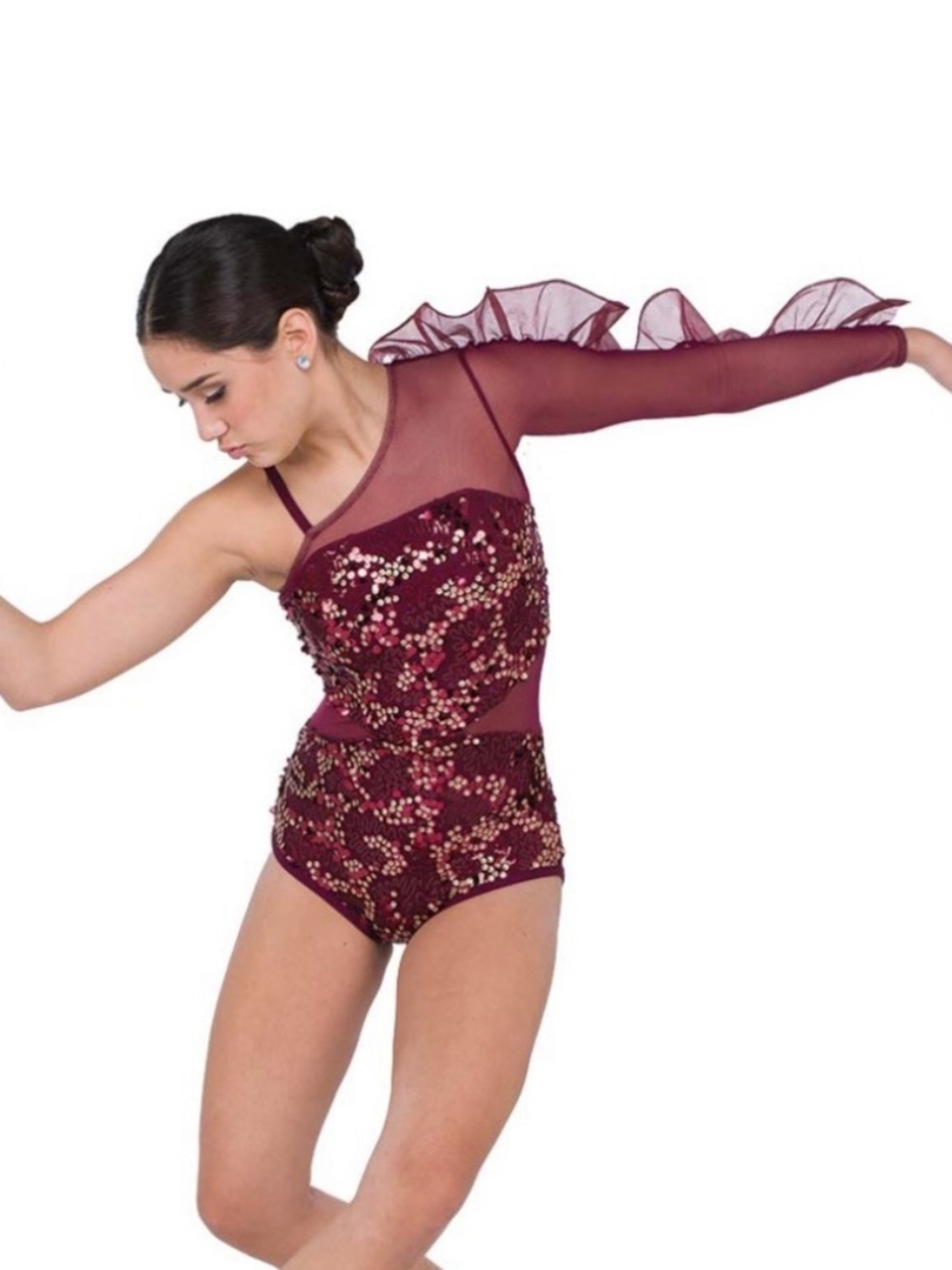 3/$50 A Wish Come True Burgundy Sequin Dance Costume